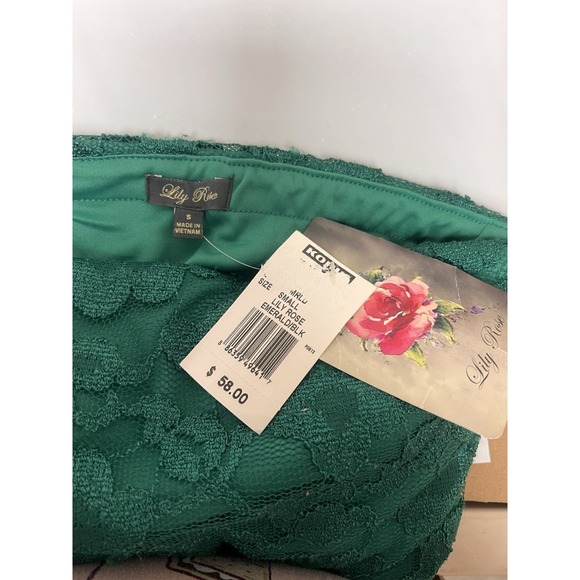 Lily Rose Small Lined Dark Green‎ Lace Strapless Molded Cup Dress - Picture 2 of 6